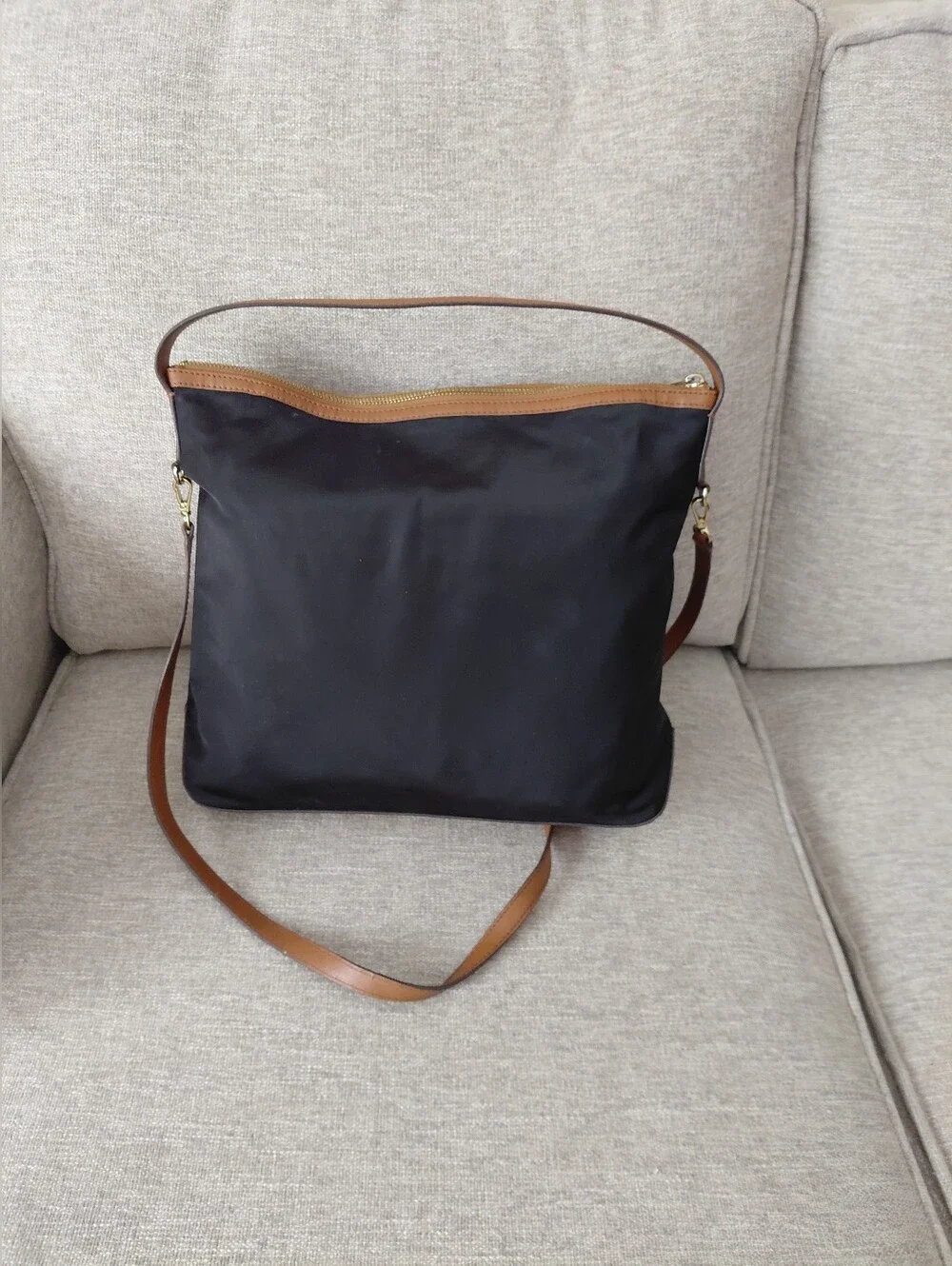 Michael Kors Kempton Nylon Satchel Bag with Brown Trim